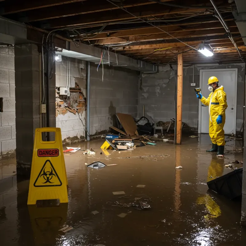 Flooded Basement Electrical Hazard in Portage, IN Property